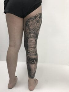 Alice in Wonderleg Tattoo Portfolio Image rear leg