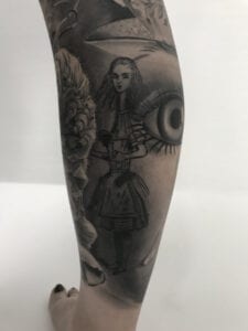 Alice in Wonderleg Tattoo Portfolio Image